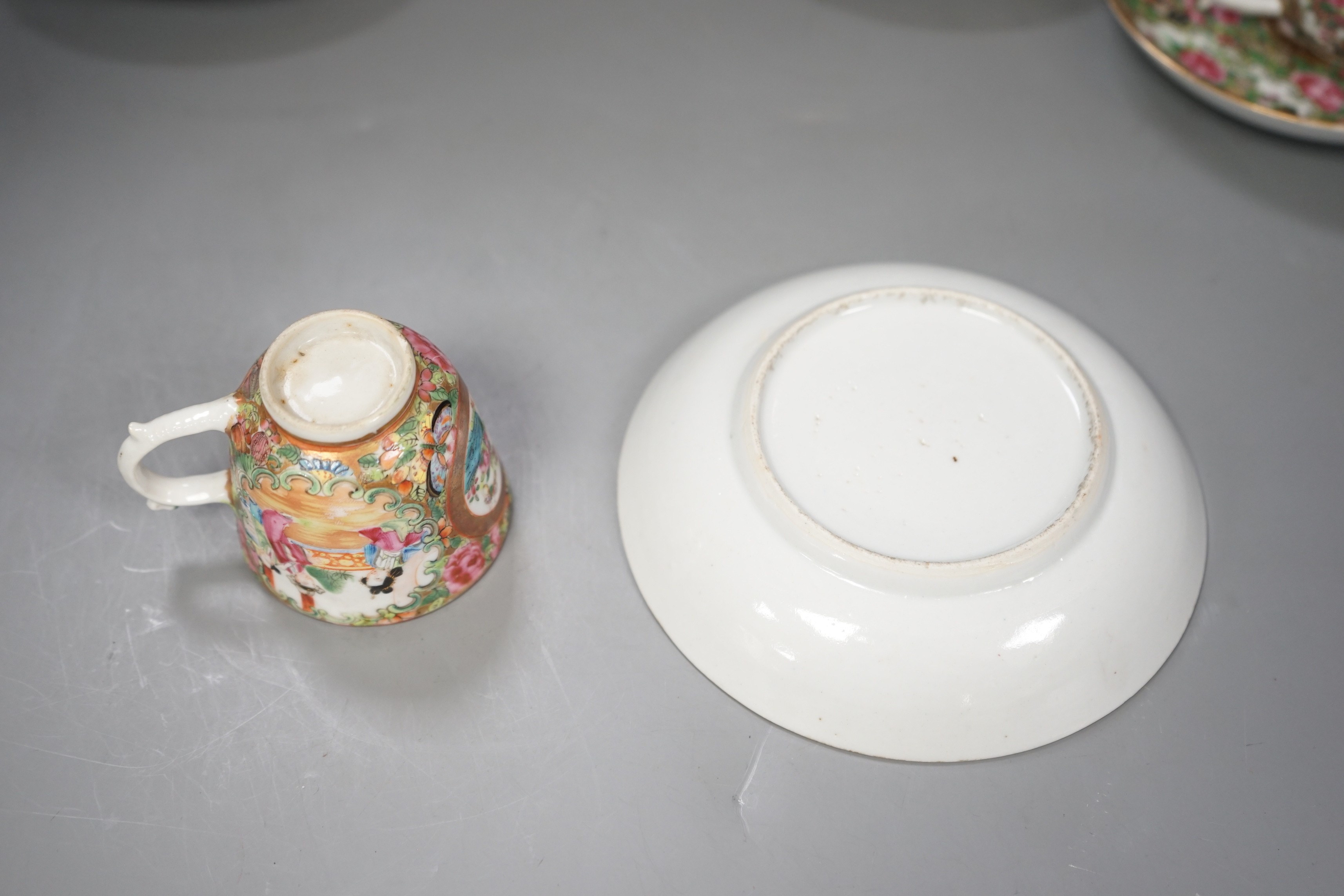 A set of four 19th century Chinese famille rose coffee cups and saucers